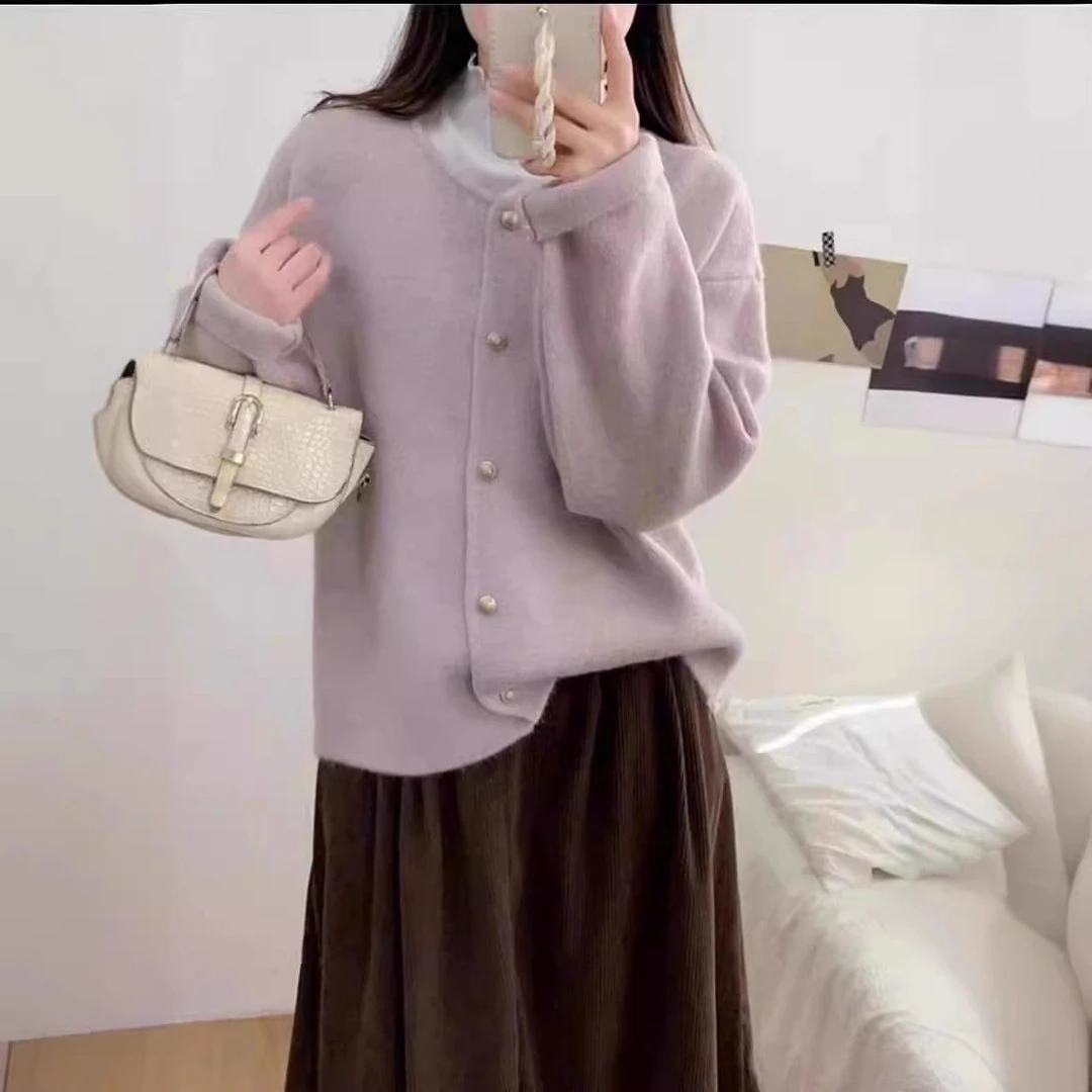 毛针织衫时尚女落肩袖秋冬保暖开衫款薄款女装