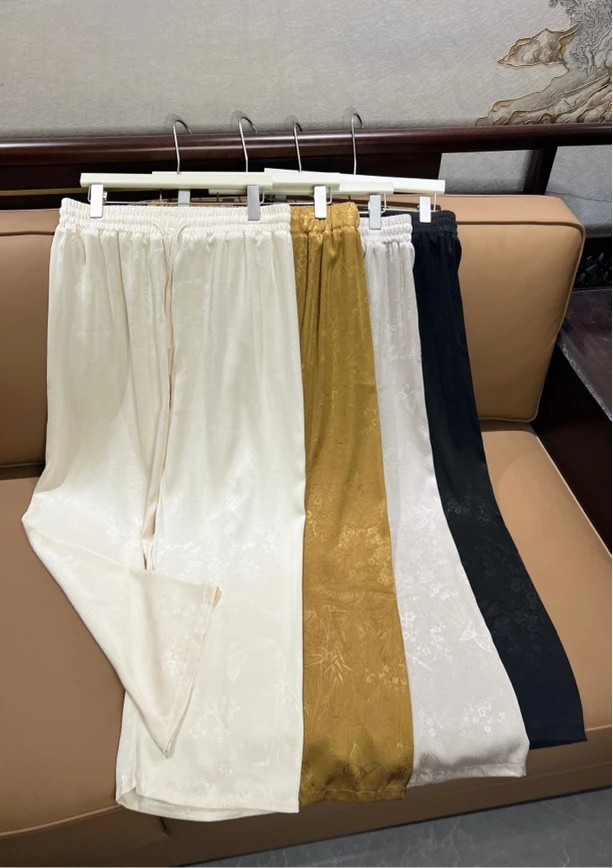 艺琳定制【提花凉凉裤】胖mm垂感高腰阔腿裤百搭舒适