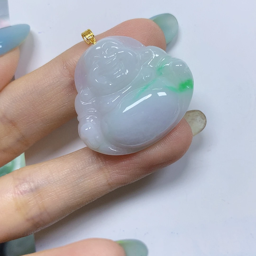 翡翠18K金镶嵌颈饰挂件