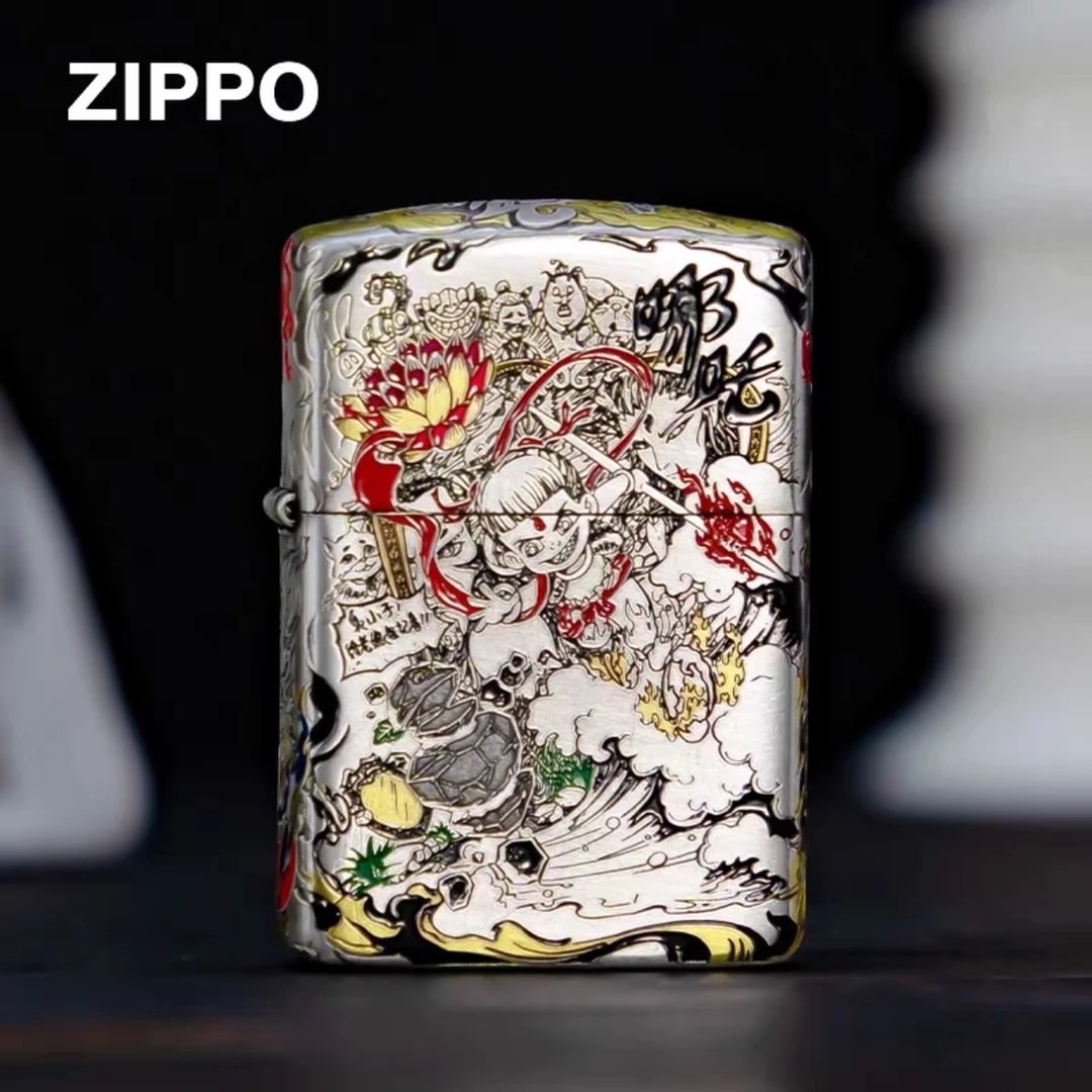 ZIPPO/之宝打火机 哪吒-3D盔甲熏银鎏金珐琅彩 防风男士 DYJ1