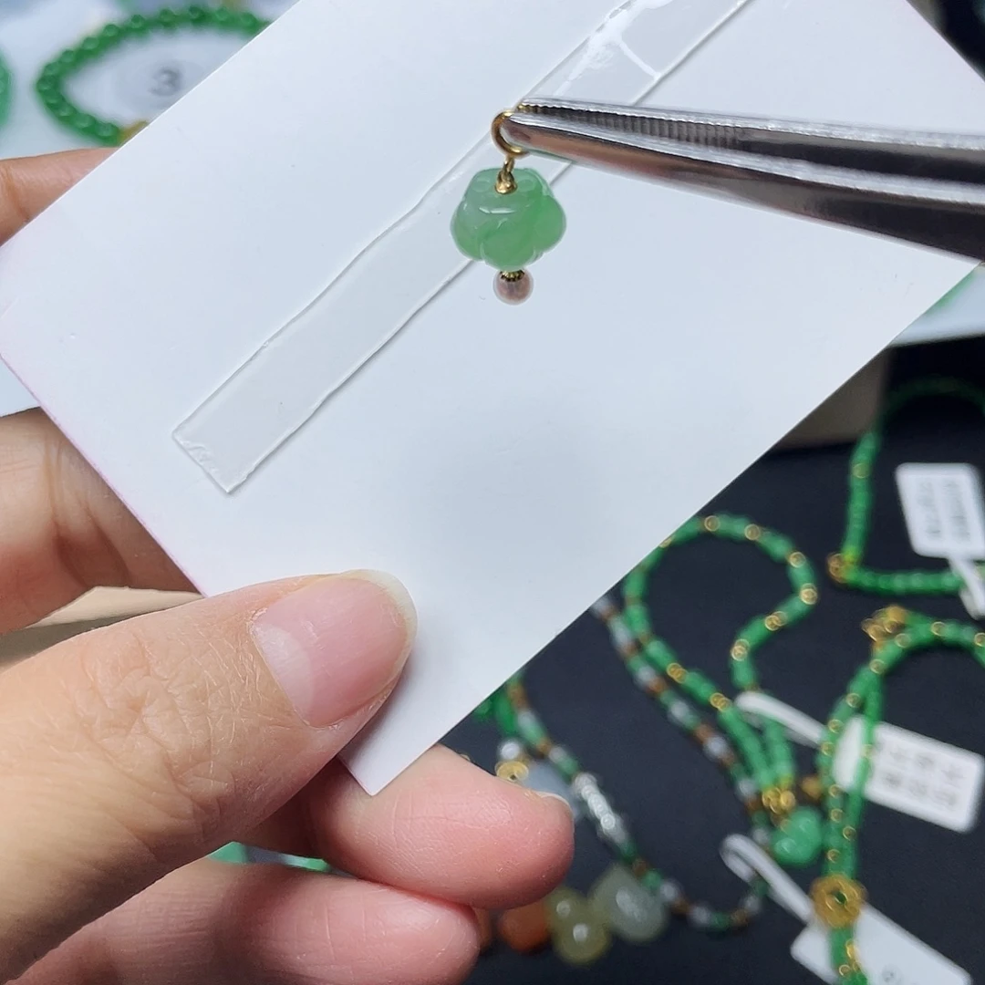 翡翠18K金镶嵌手链天然缅甸翡翠A货卡