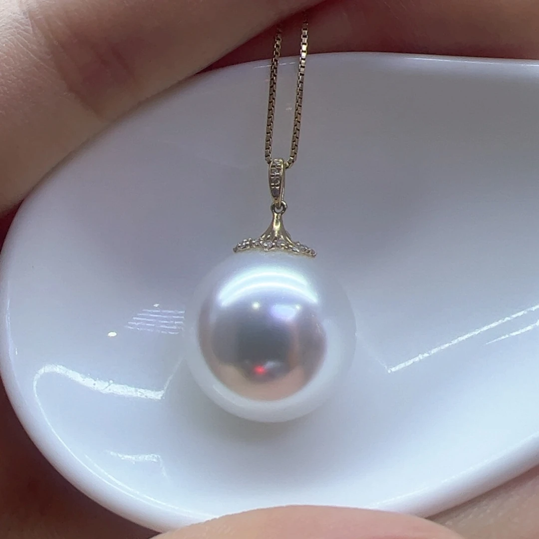 淡水珍珠吊坠(赠链)18K金镶嵌