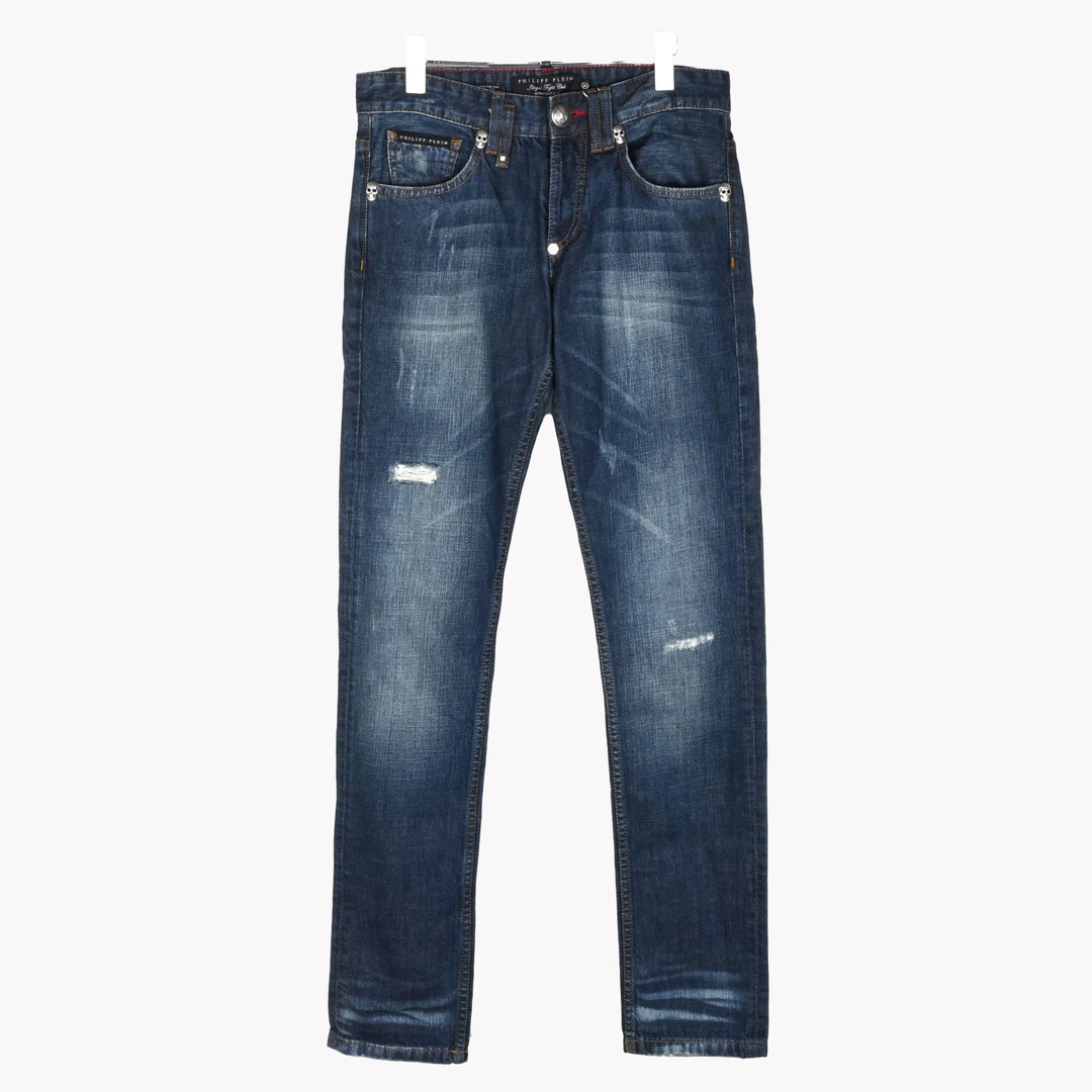 PHILIPP PLEIN 微弹复古百搭男士破洞牛仔裤 HM59532908BB