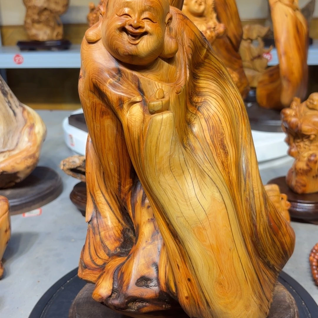 木太行崖柏弥勒佛