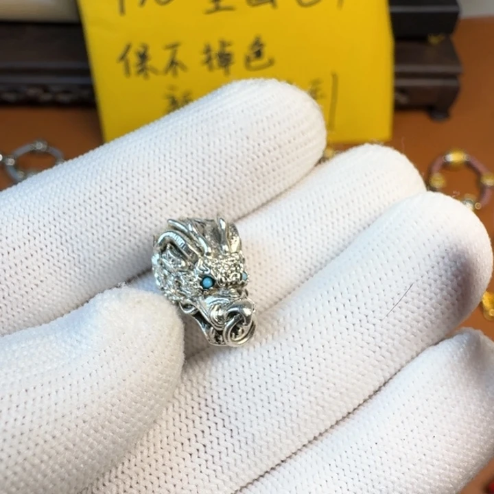 合成碳硅石铜合金文玩配饰龙头三通