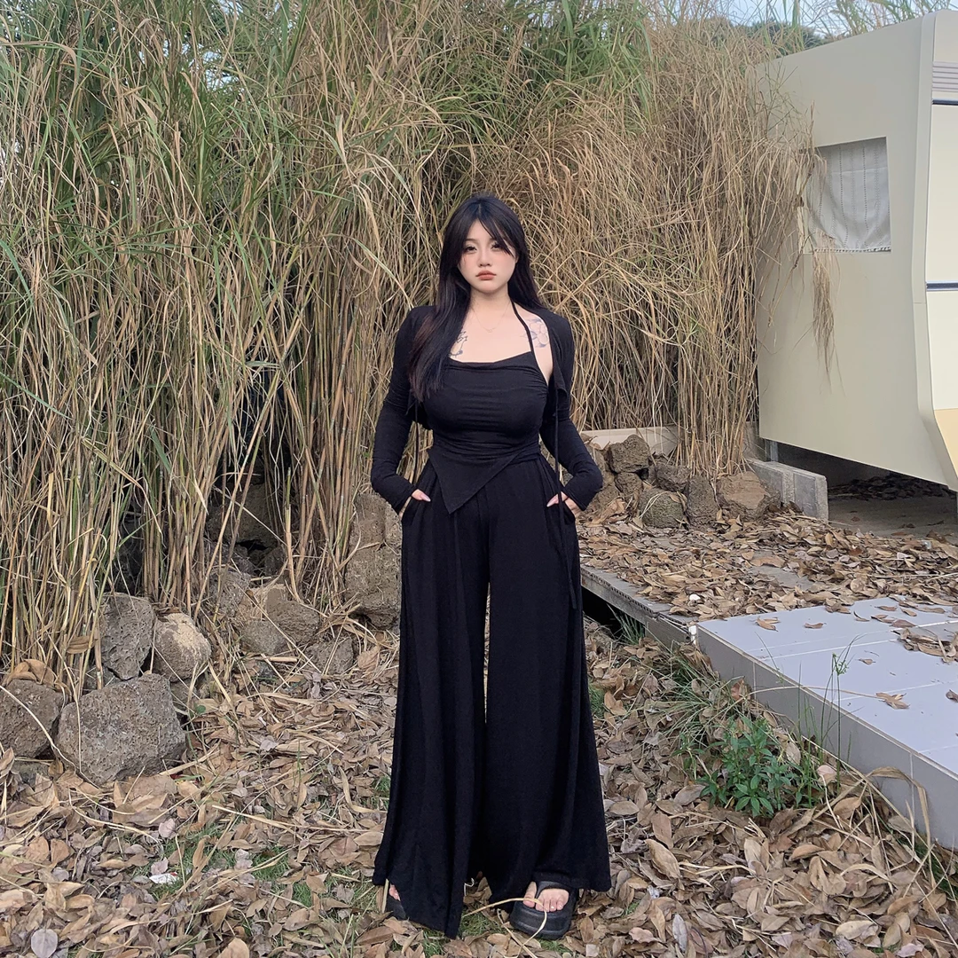 欣甜 背心搭配小开衫外套休闲阔腿裤三件套秋10680-40680-30680