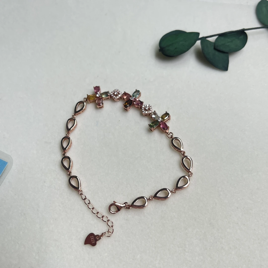 全新未使用  【六六中古】孤品s925碧玺手链as1513