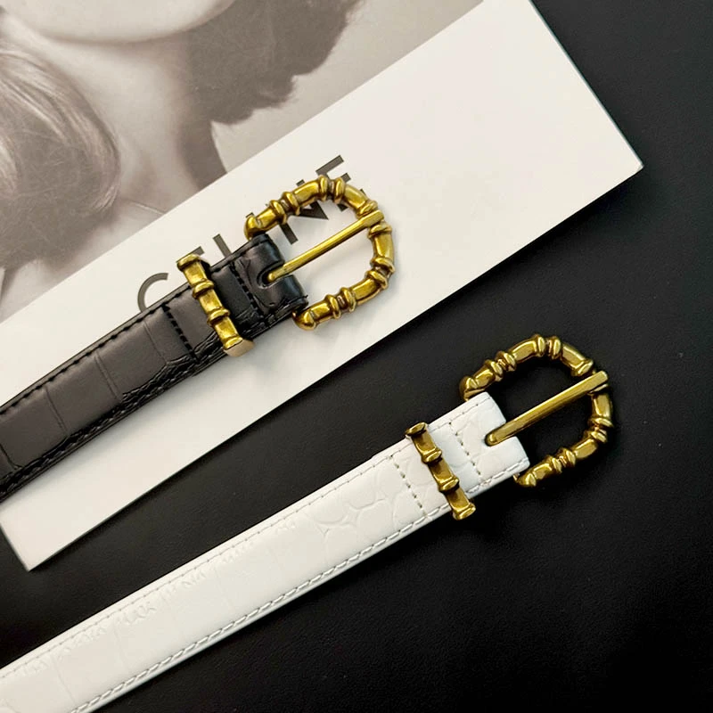 时尚复古做旧竹节针扣高级感牛皮纹路女士腰带71YD25882