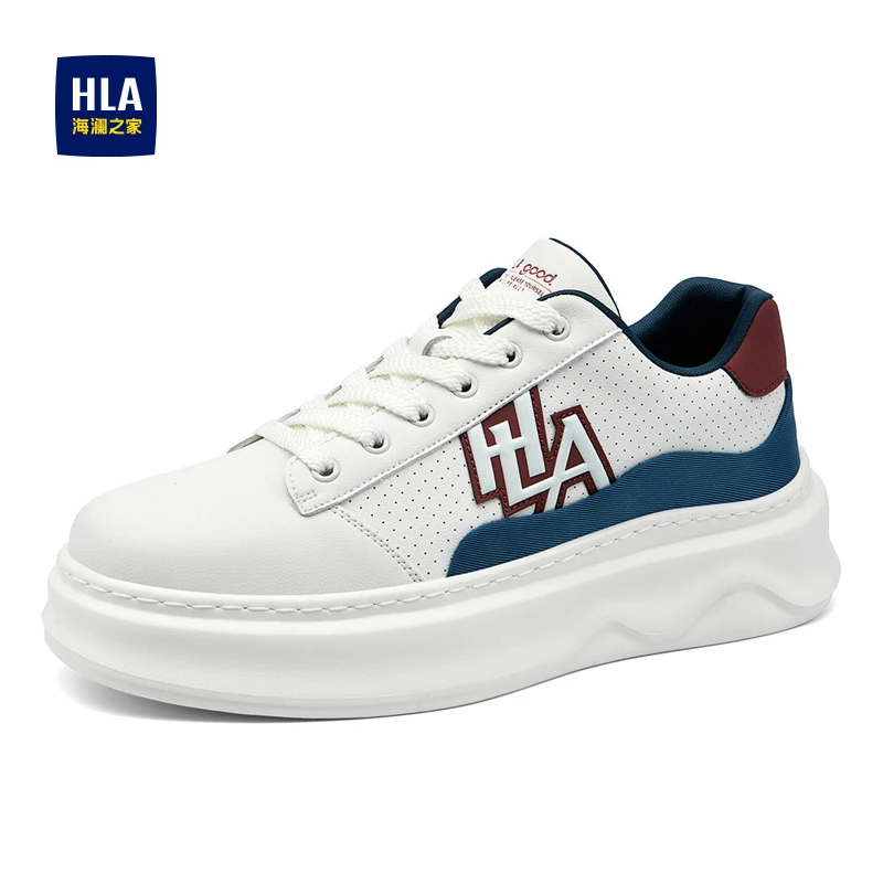 HLA/海澜之家男鞋2025秋冬新款百搭舒适休闲板鞋厚底轻便小白鞋