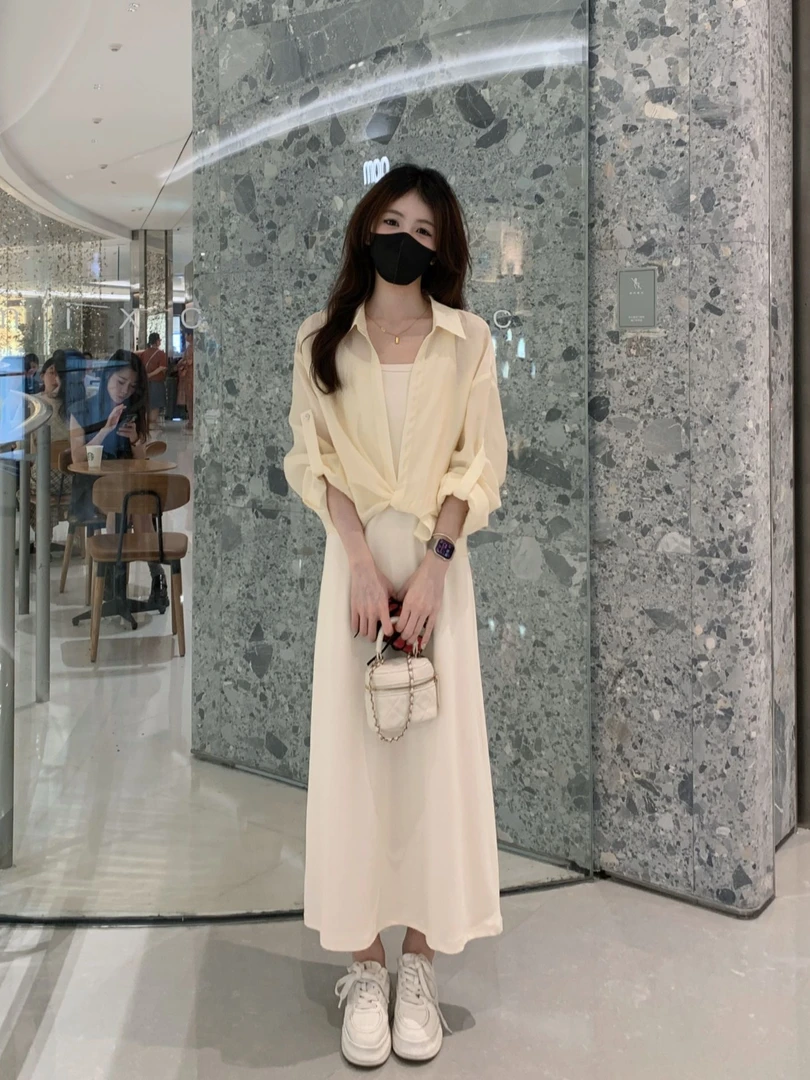 【MDNW】2025设计师新款防晒衬衣背心连衣裙装TZ1752