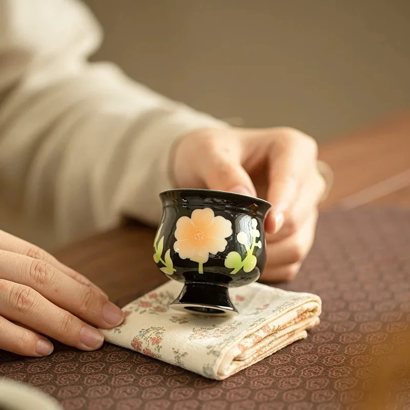 跨境主人杯茶杯陶瓷茶具手绘功夫茶杯茶具家用品茗杯喝茶单杯