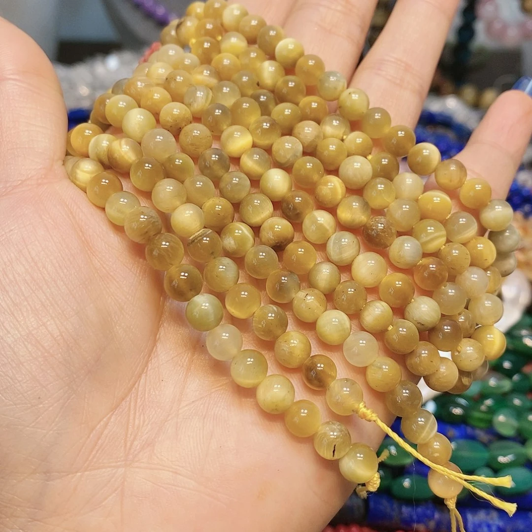 玛瑙/玉髓散珠天然金虎眼一条6mm