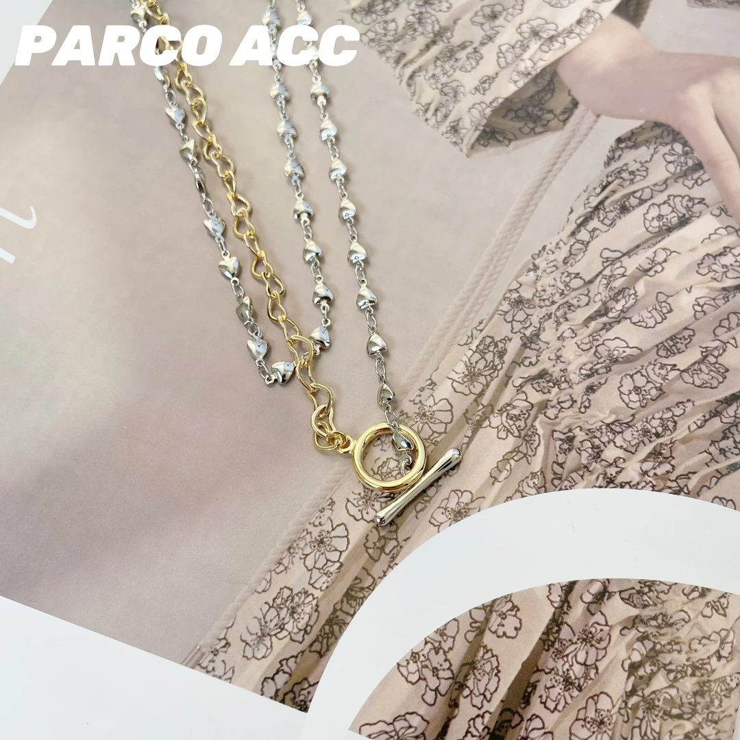 铜合金项链 E505 AP手工双拼爱心OT毛衣链