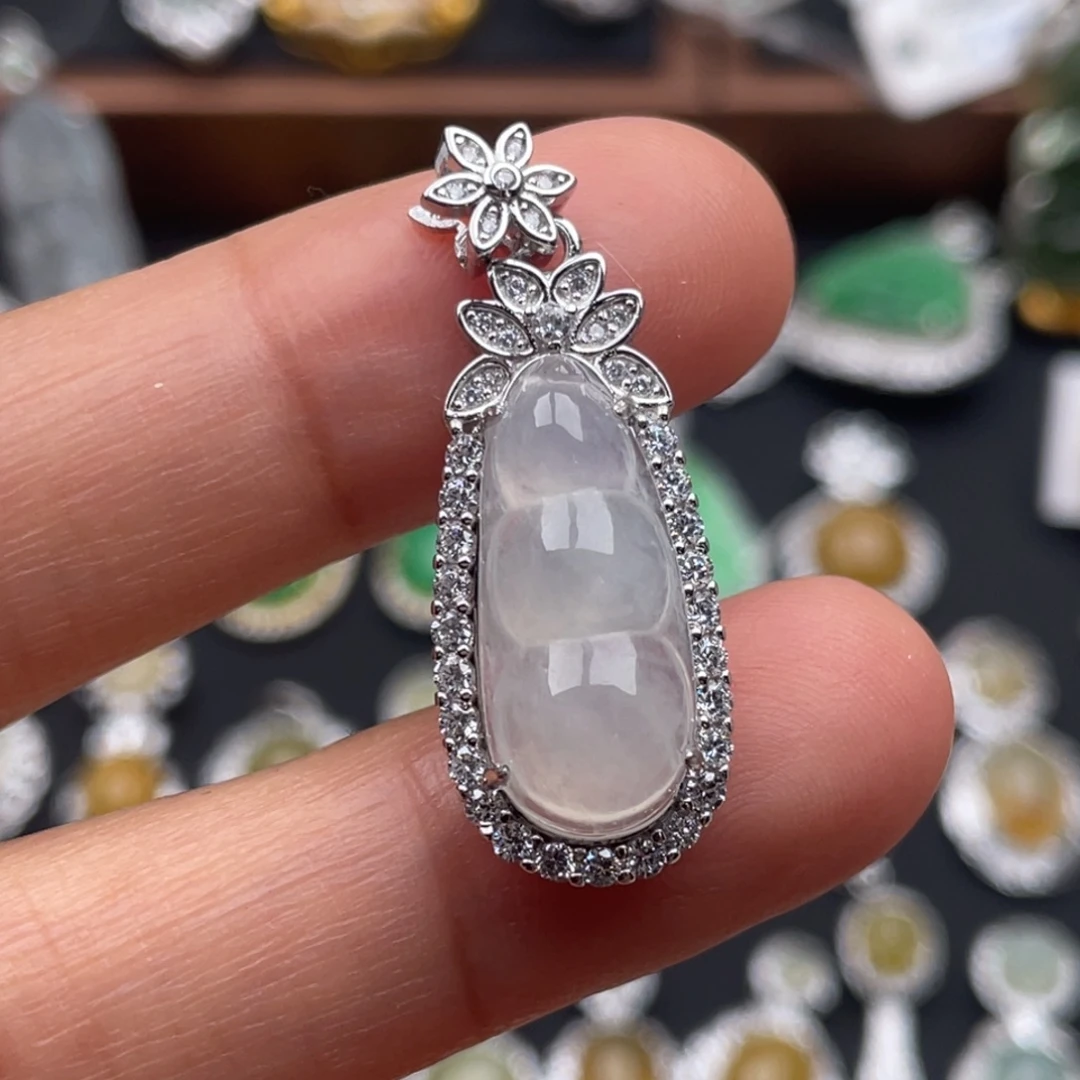 翡翠银S925镶嵌吊坠(不含链)