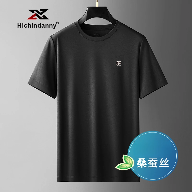 桑蚕丝速干T恤男夏季薄款抗皱垂感上衣新款清凉圆领简约百搭亲肤