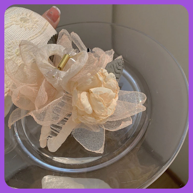 仙气款大花朵抓夹温柔气质新款合金材质非镶嵌女士鲨鱼发饰