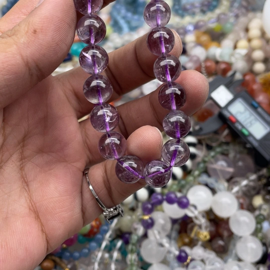 银S925镶嵌手链烟晶