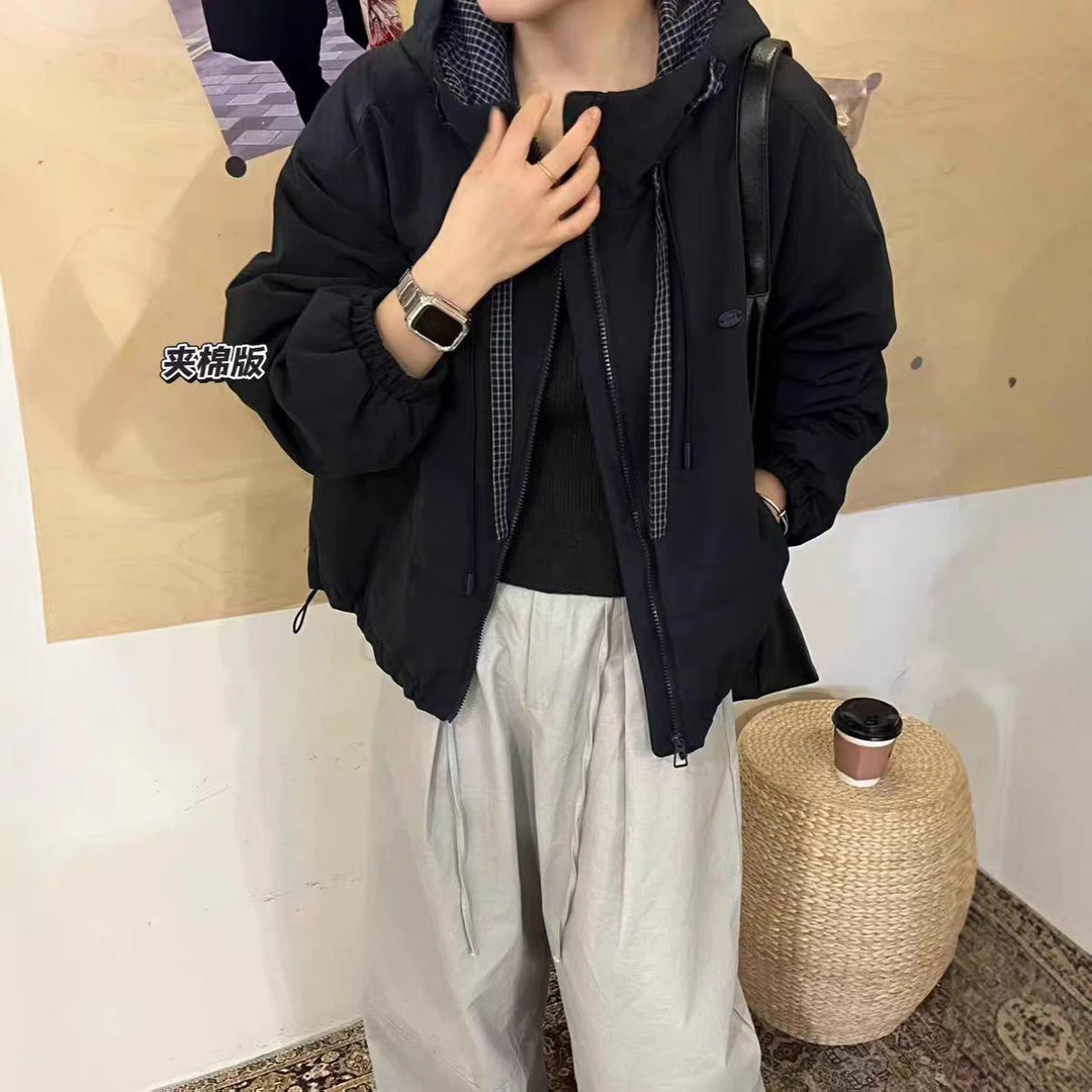 连帽拉链长袖女欧货正品2025新品加厚加棉韩系宽松百搭上衣