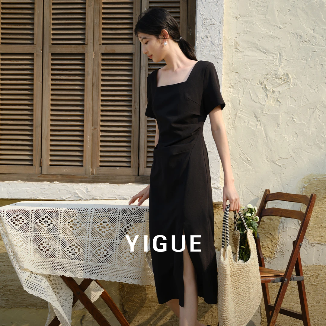 【亦谷】优雅气质显瘦连衣裙夏新款小众设计遮肉显瘦裙子G4SAL912-2