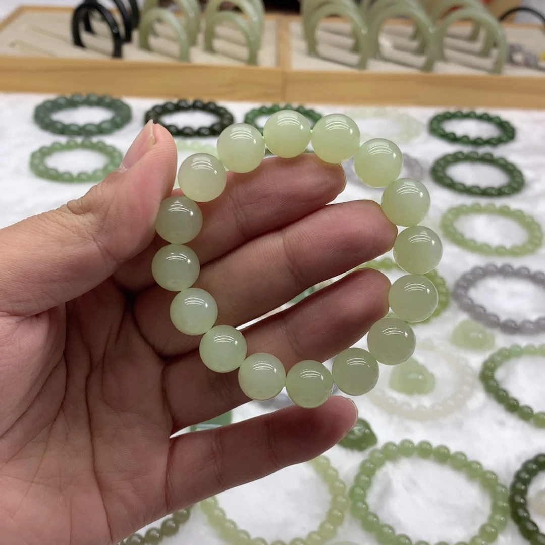 和田玉未镶嵌手串（冰晴水12）