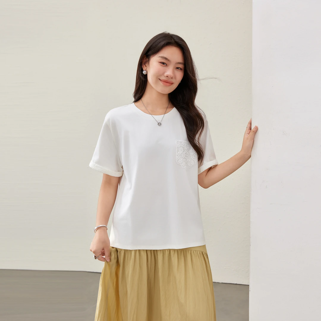 【时尚别致T恤】纤莉秀大码女宽松休闲优雅百搭T恤QK2471