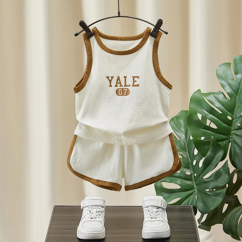 MK&UR.BV男童无袖背心短裤套装2025新款夏季夏装儿t恤纯棉薄款