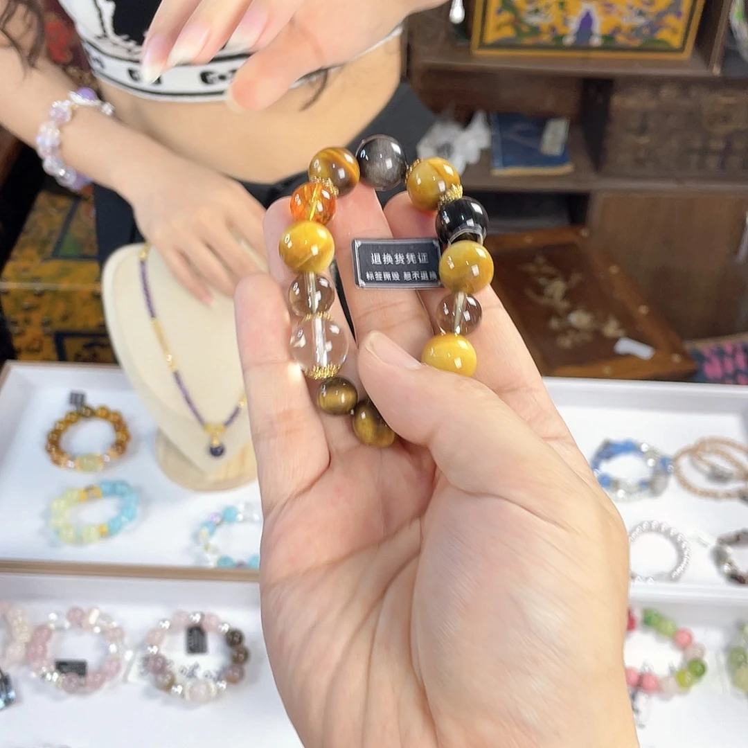水晶手链银S925镀金镶嵌