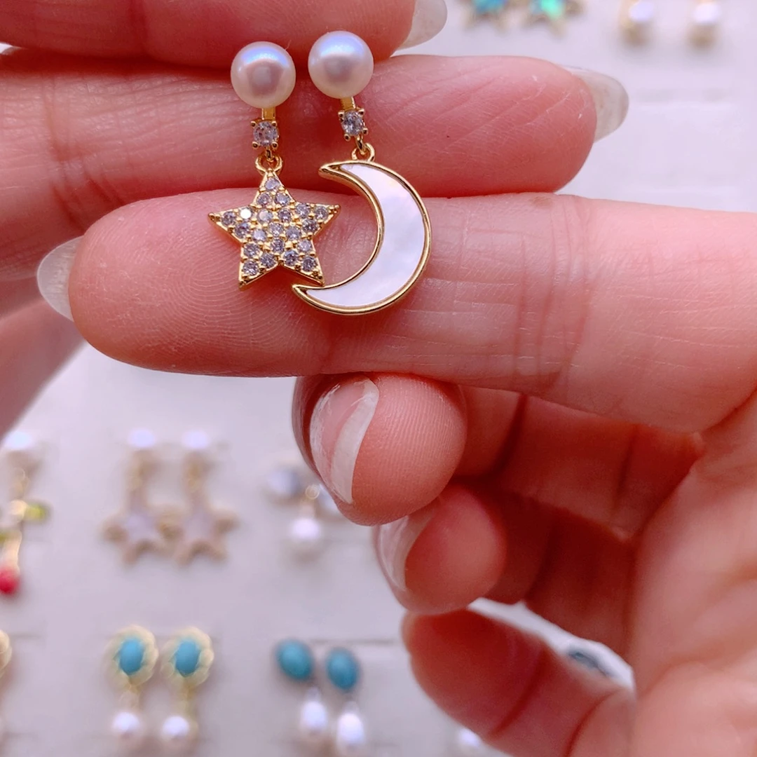 耳饰合金淡水珍珠