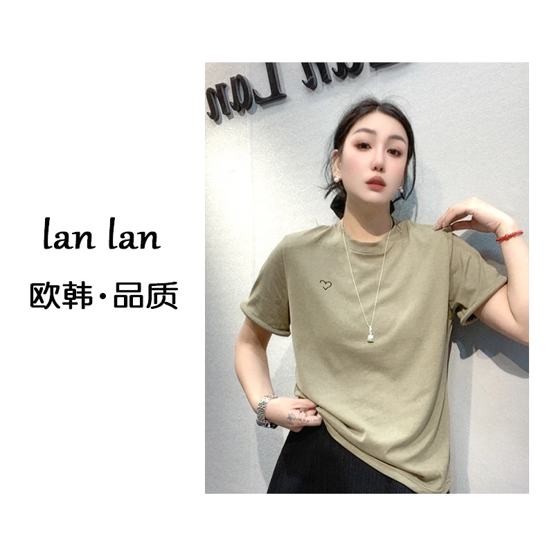 琪琪-夏上新【爱心刺绣立体袖】83191高货设计感韩版夏季百搭T恤