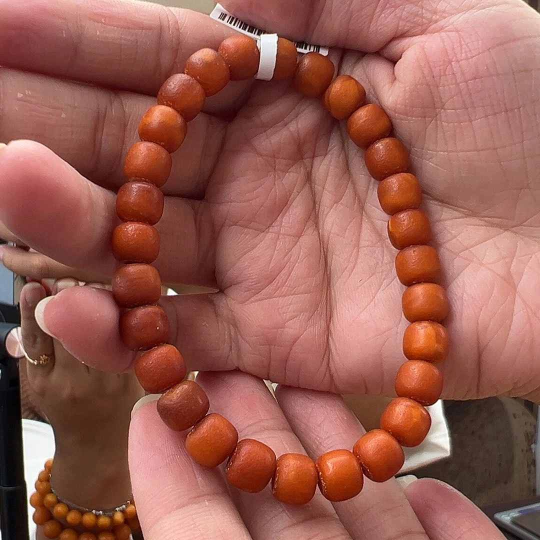 裸石琥珀未镶嵌橘皮手串8mm