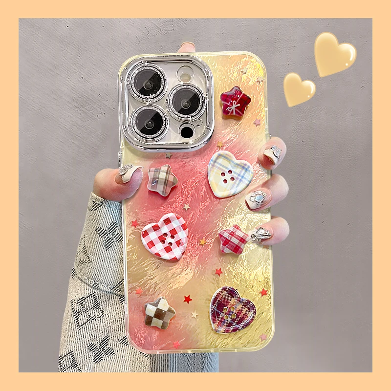 晕染公仔适用苹果15华为vivo/oppo小米iPhone16精孔冰川纹手机壳