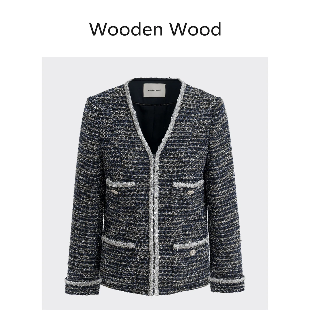 Wooden Wood“手作世家”高端重磅花呢翻袖设计小香外套马甲组合