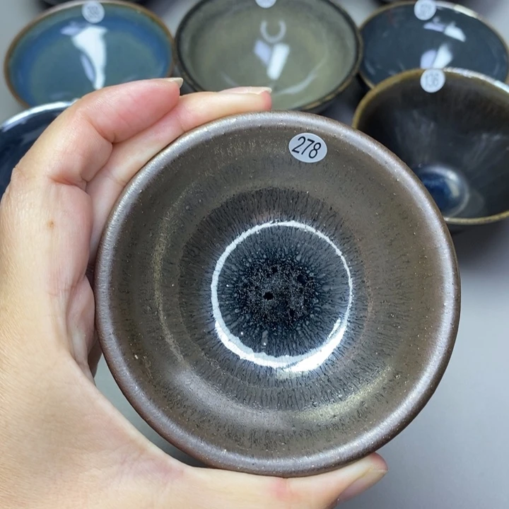 茶盏叫**哥建窑建盏磨底柴烧主人杯微瑕