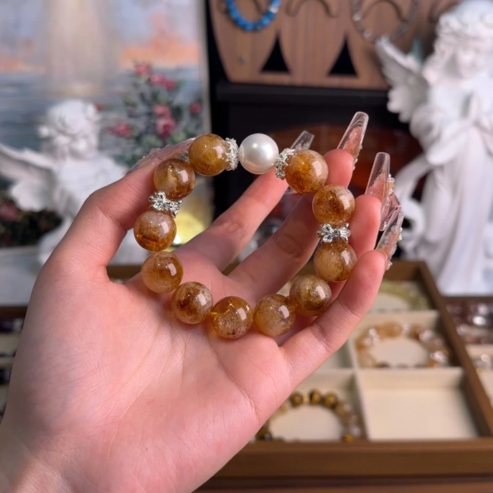 水晶手串18K金镶嵌黄塔晶拍2单