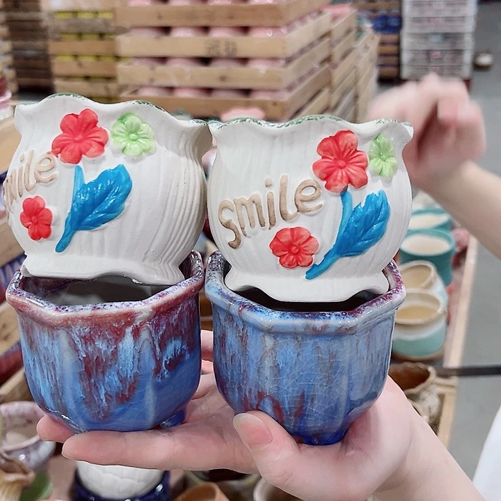 有孔.凑单10元陶瓷花盆发货！