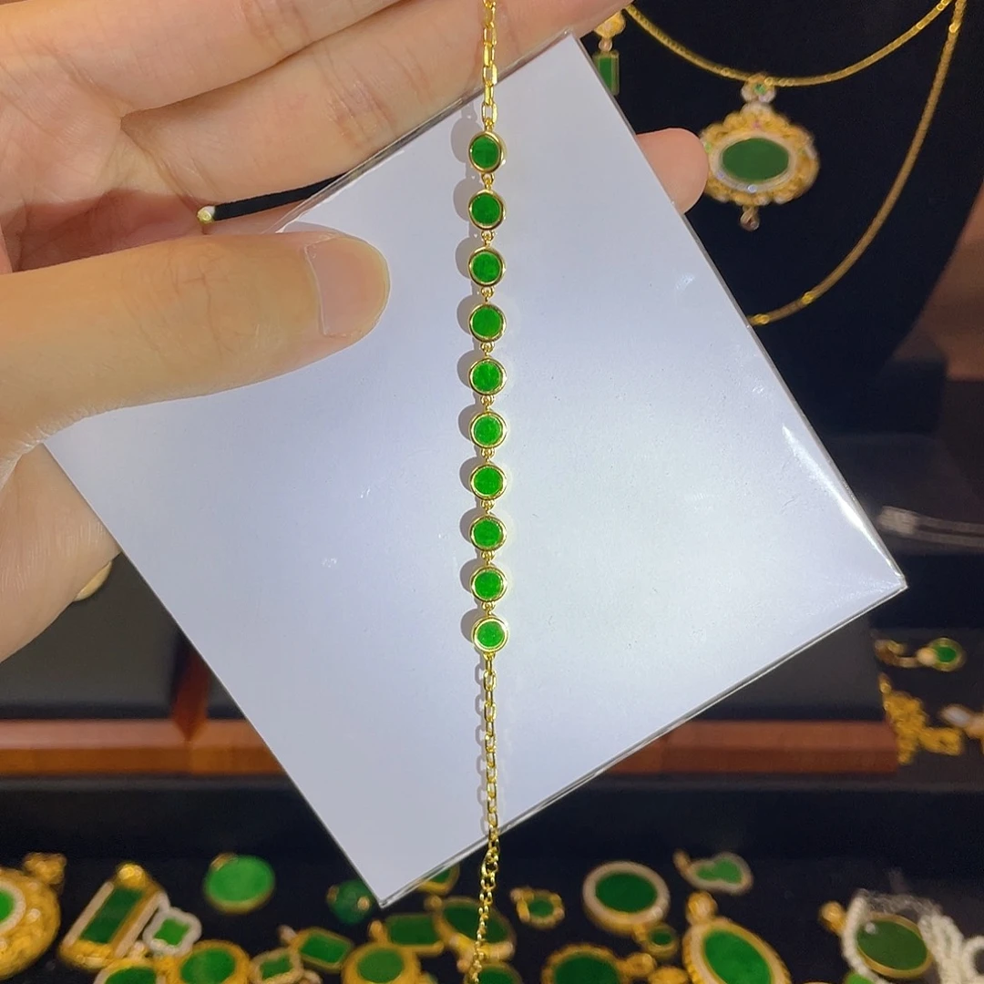 银S925镀金镶嵌手链翡翠