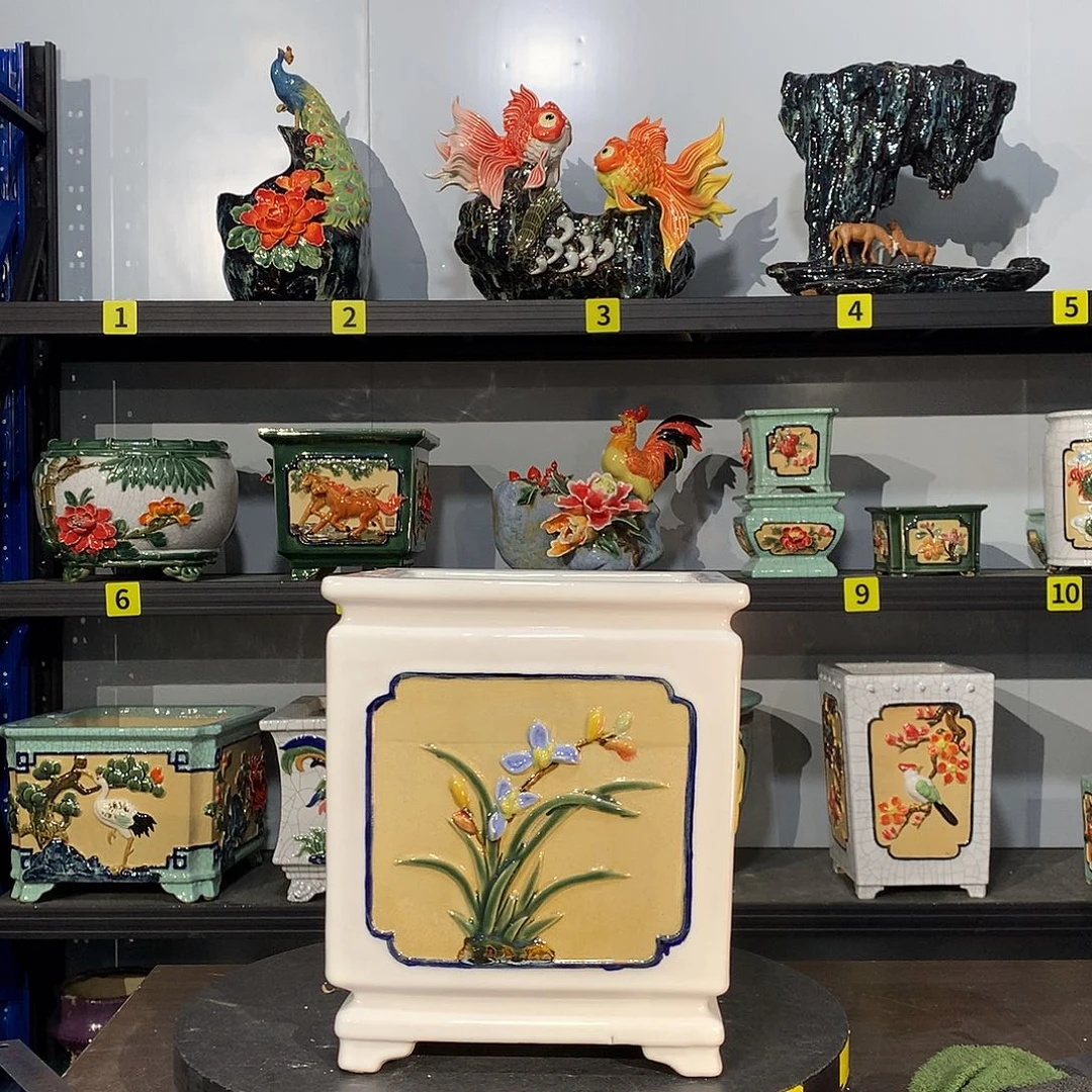 用***8高温烧制石湾花盆瑕疵