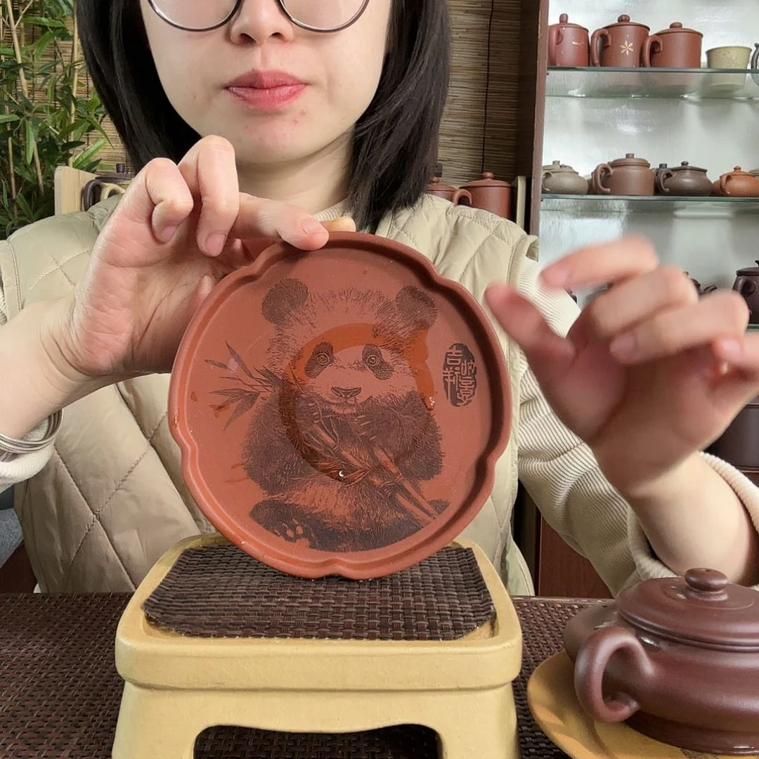 紫砂茶杯熊猫壶乘