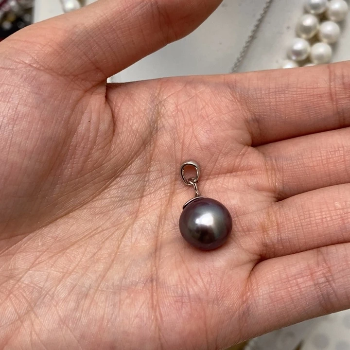香芋紫吊坠12m淡水珍珠银S925镶嵌