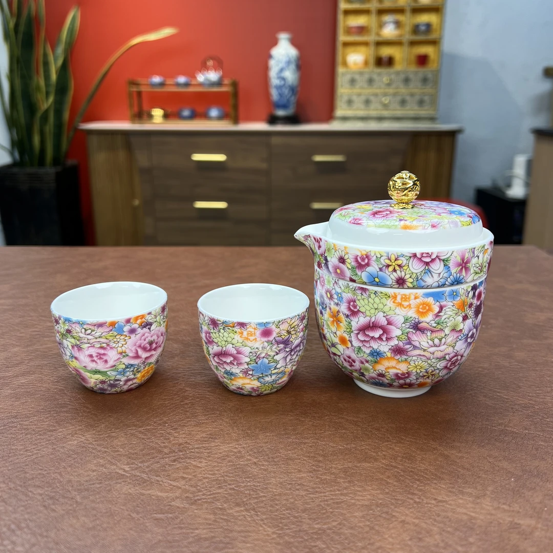 旅行套-万花珐琅（1壶1大杯2小杯）ZH353