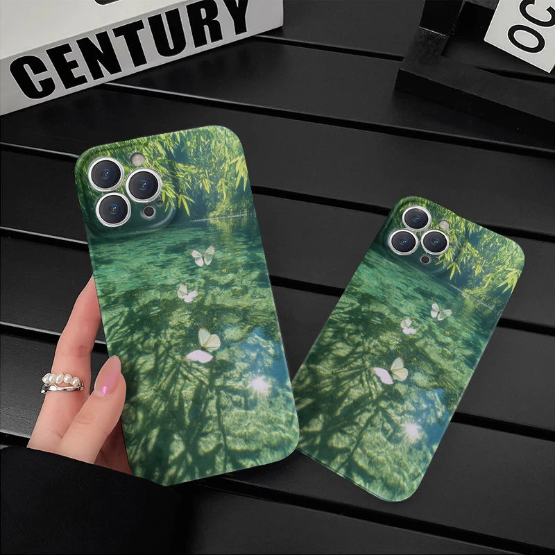 清池映竹蝶菲林软壳适用苹果17pro手机壳华为/oppo/vivo/小米简约
