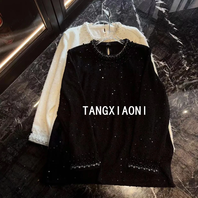 跟单出 精品做工【星耀闪闪】水钻钉珠设计 两色上衣潮牌女装