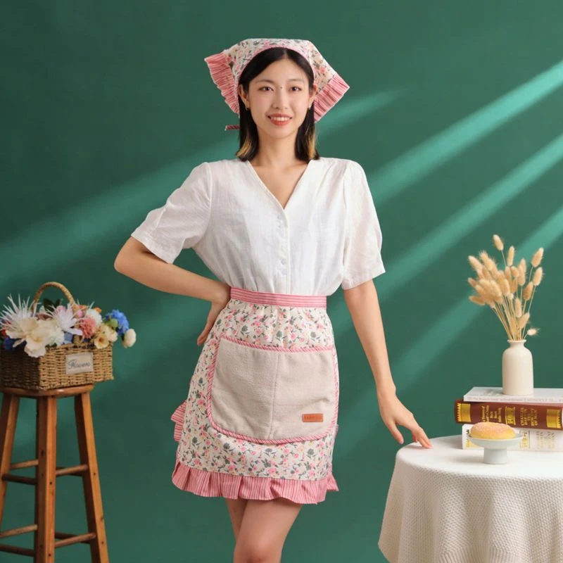 【初雪】双层半身围裙女家用厨房做饭围防污可爱韩版时尚2025新款