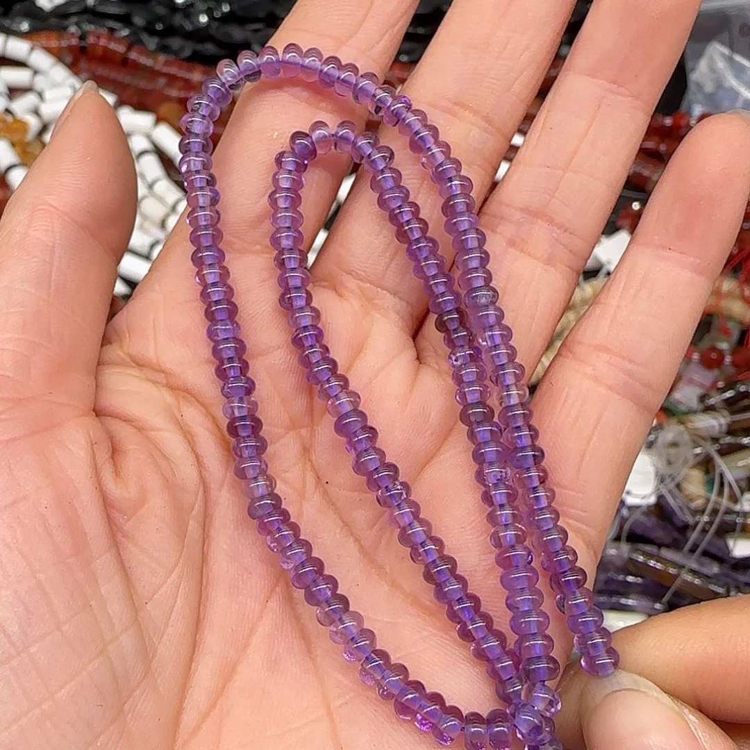 玛瑙/玉髓合金珠宝半成品紫水晶4mm一条算盘