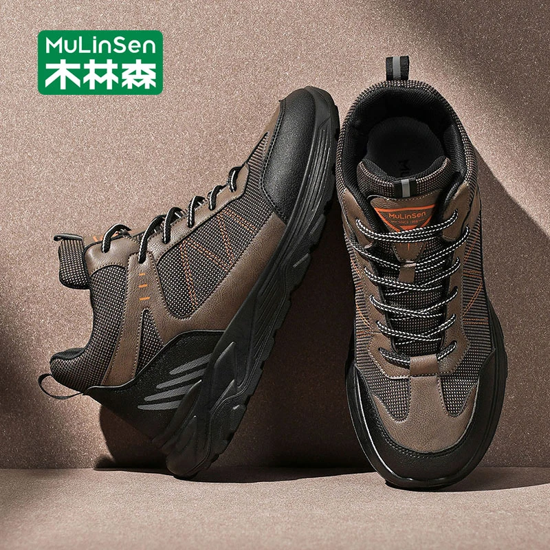 木林森高帮鞋男2025新款秋季厚底休闲运动鞋百搭户外登山徒步鞋子