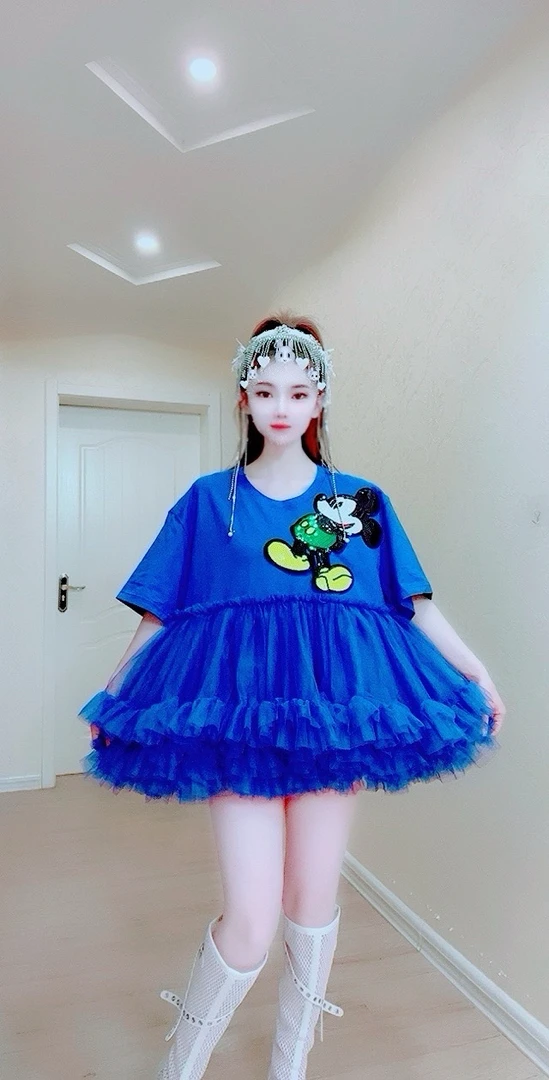 【面条家】5175#夏季仙仙纱纱拼接减龄蓬蓬连衣裙