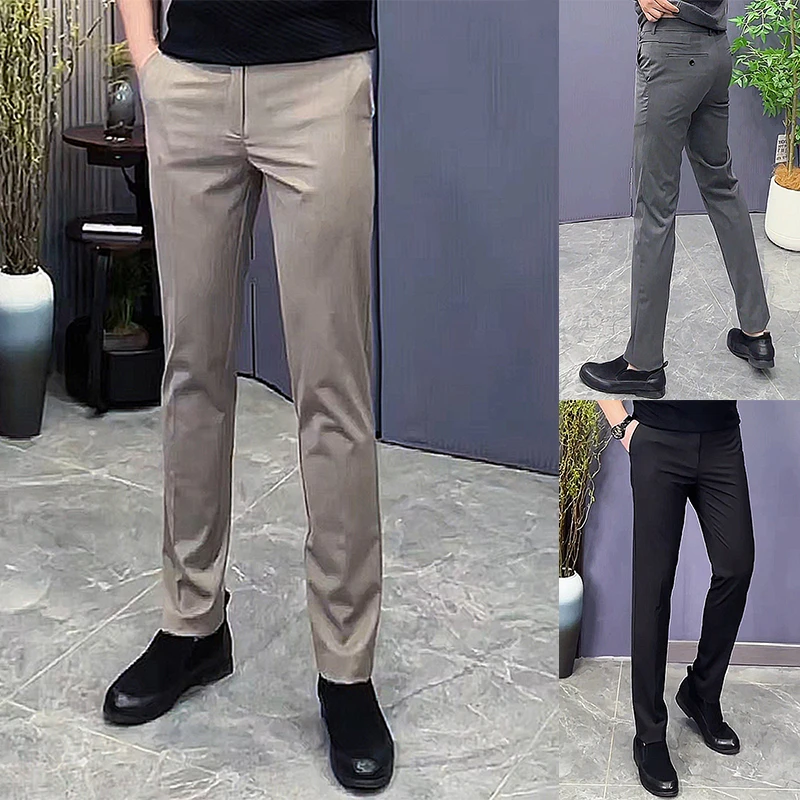 欧货男士休闲小西裤夏季2025新款修身小脚裤韩版纯色商务长裤子