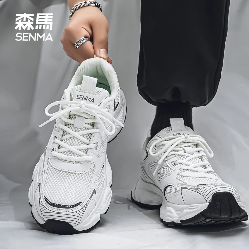 SENMA/森马秋季男士透气时尚百搭老爹鞋增高厚底ins网面运动鞋男