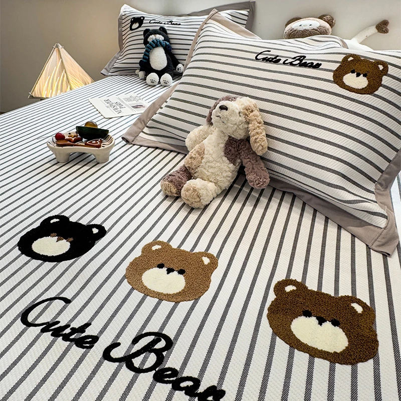 A类母婴级卡通小棕熊凉感提花凉席冰丝席夏天专用2025新款可机洗