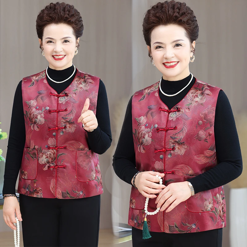 中老年人马甲女装奶奶春秋装背心老人衣服妈妈坎肩老太太马夹上衣